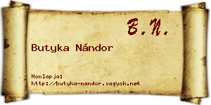 Butyka Nándor névjegykártya